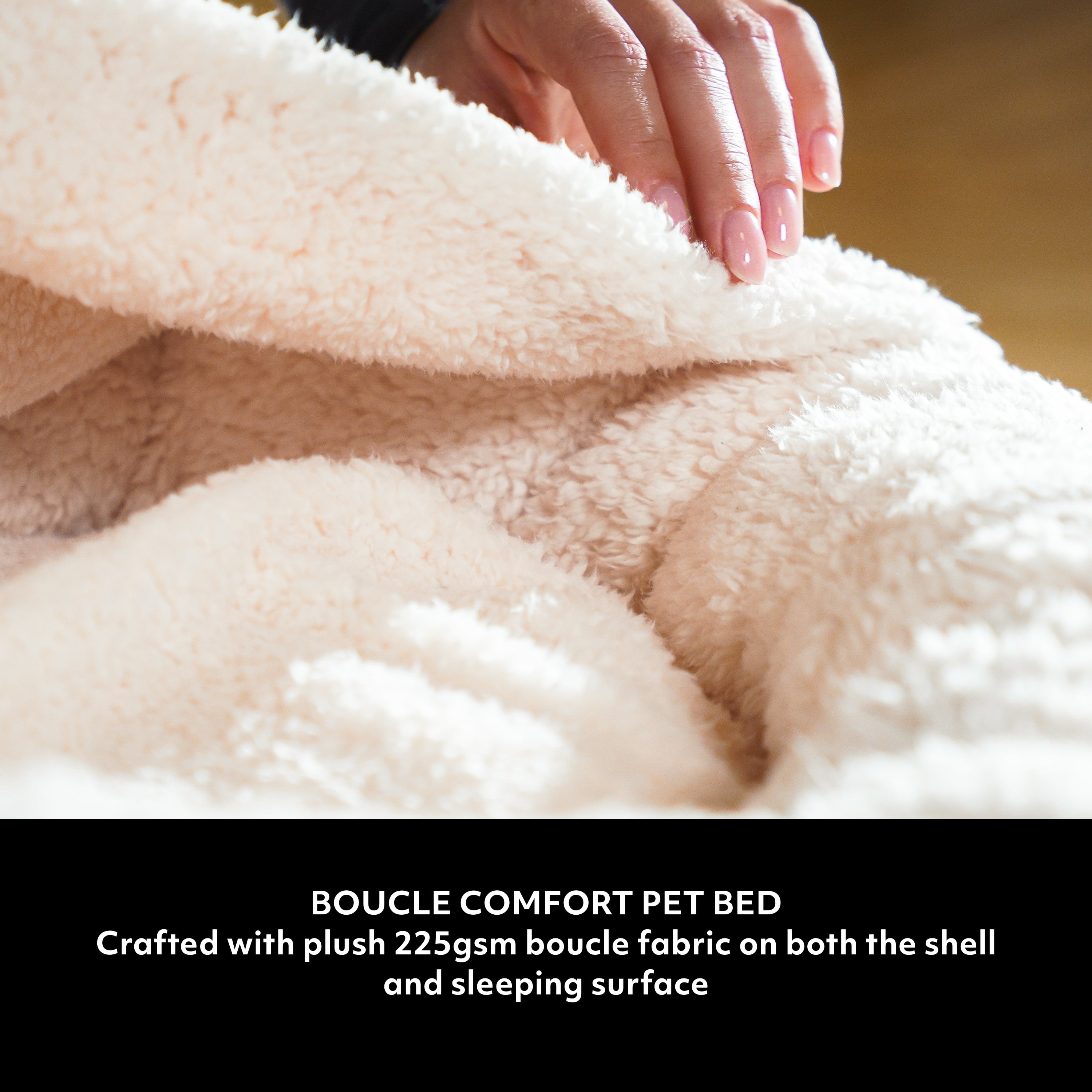 Mon Chateau Nestled Boucle Hooded Pet Bed, Plush Cat or Dog Bed with Hooded Cover, Waterproof and Machine Washable with Anti-Skid Bottom, Designed for Comfort and Safety, Cloud White