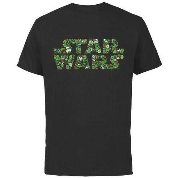 Star Wars Logo Christmas Collage Holiday Standard - Short Sleeve Cotton T-Shirt for Adults - Customized-Athletic Heather