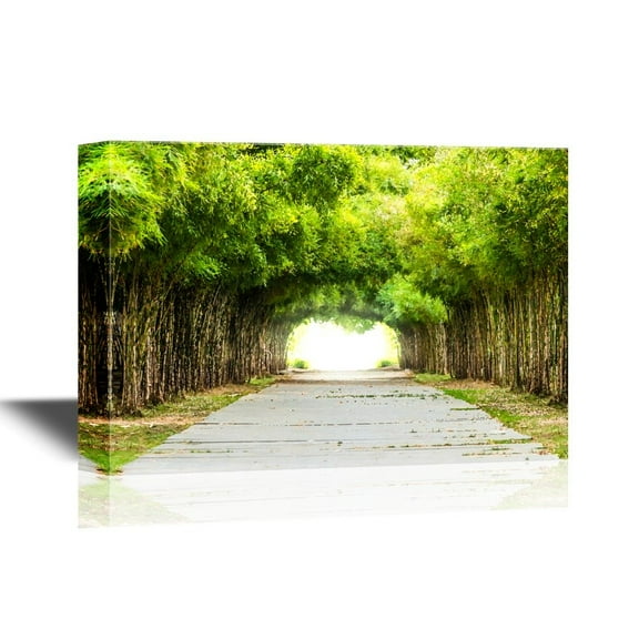 wall26 - Forest Canvas Wall Art - Walkway Flanked on Both Sides with a Bamboo Forest - Gallery Wrap Modern Home Art | Ready to Hang - 12x18 inches