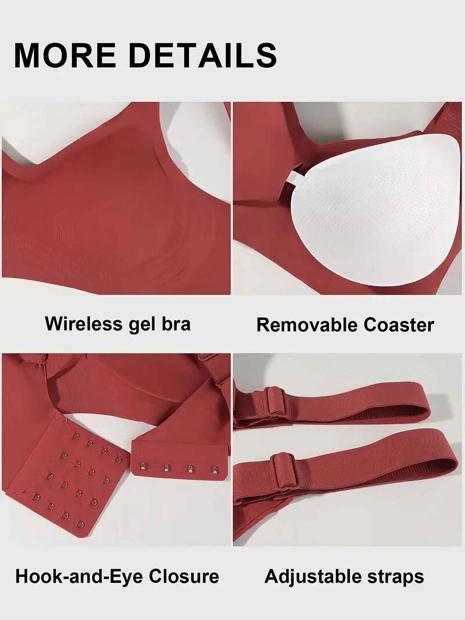 6-Pack Women's Wireless Jelly Bras,Push Up Comfort Soft No Underwire Full Coverage T-Shirt Bra