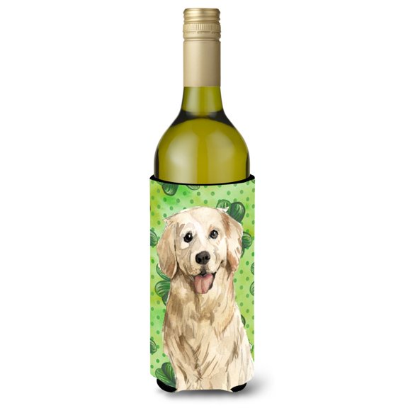 Carolines Treasures  Shamrocks Golden Retriever Wine Bottle Beverge Insulator Hugger