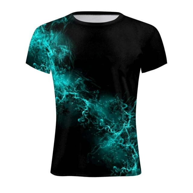 YDLCAFD Mens Digital 3D Printing Round Neck Short Sleeved Pullover T Shirt Short Sleeved Top Features: