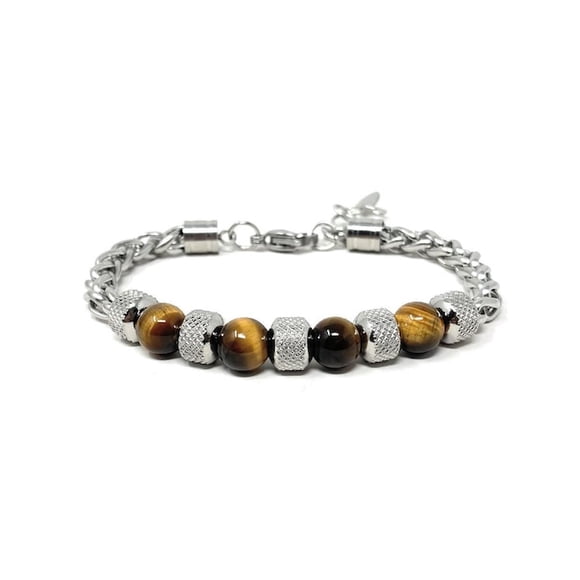 PULSERA SAROSA DE ACERO INOXIDABLE Y PIEDRAS