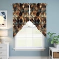 thumbnail image 6 of Brown Teal Geometric Kitchen Window Curtains, Swag Curtains Valance for Bedroom Living Room Bathroom, Retro Modern Plaid Abstract Art Rod Pocket Window Treatment Curtain Block Drapes 2 Panels 36"x45", 6 of 9