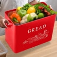 thumbnail image 6 of Bread Box with Wooden Lid, 13.1” x 7.2” x 9.7” Metal Bread Container Storage Holder for Family Farmhouse Kitchen Countertop, Powder-Coated & Healthy, Large Capacity & Classic Pattern (Red), 6 of 14