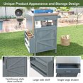 thumbnail image 5 of Euroco Outdoor Grill Cart Rolling Storage Cart with Hooks Drop‑Leaf Design with Stainless Steel Tabletop & Fir Wood Construction, Blue, 5 of 9