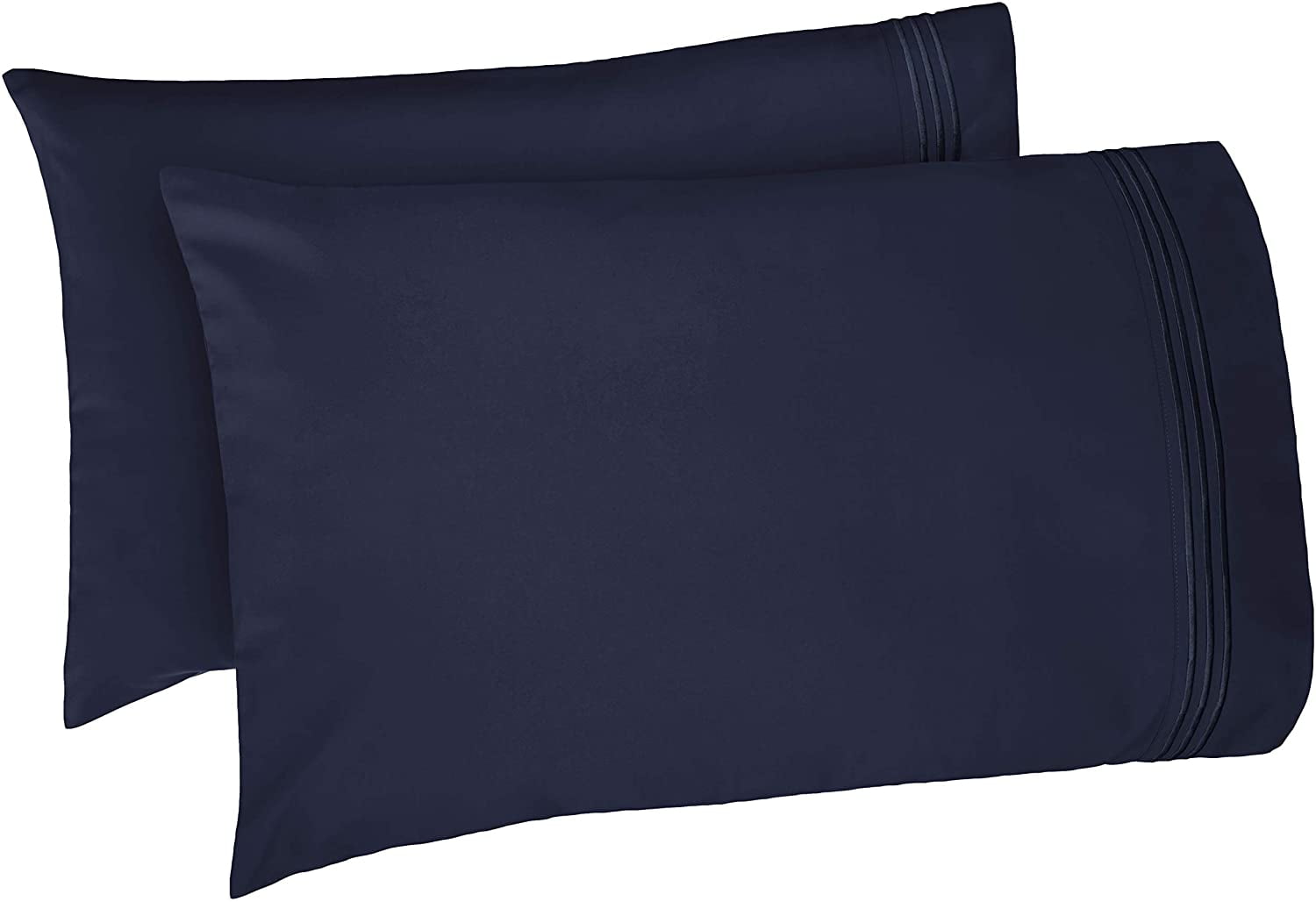 Standard Easy-Wash Microfiber Embroidered Hotel Stitch Pillowcase Set Embroidered Dark Grey Basics Premium Soft