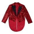 thumbnail image 3 of Haitryli Kids Boys Sequins Tuxedo Suit Jacket Swallowtail Tailcoat Blazer Gentleman Wedding Party Outfit Burgundy 6, 3 of 8