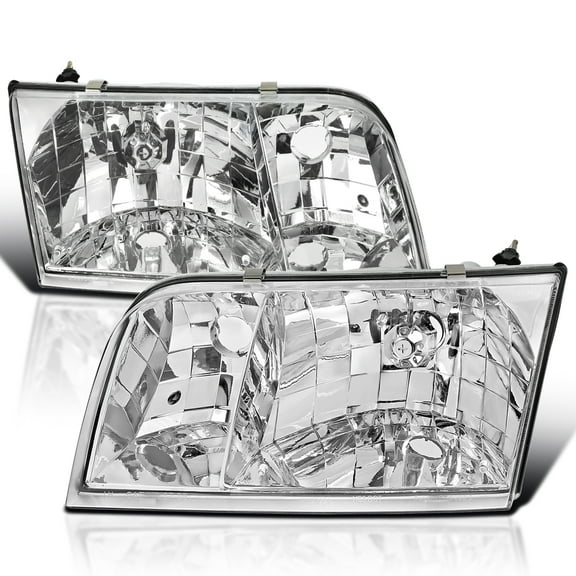 Spec-D Tuning Chrome Headlights Compatible with 1998-2011 Ford Crown Victoria, Left   Right Pair Headlamps Assembly