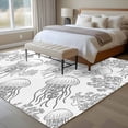 thumbnail image 5 of Area Rug 72×108in, Oceans Line Sketches Walruses Corals Floor Carpet Living Room Rug, Black Marine Life Non-Slip Welcome Mat Indoor Rugs for Bedroom Dining Room, 5 of 9
