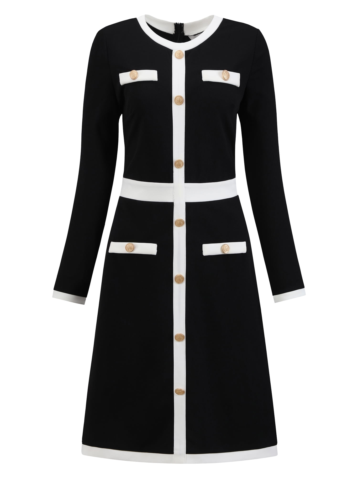 DARING DIVA Women's Vintage Pencil Asymmetrical Neck Long Sleeves Dress M  Black - Walmart.com