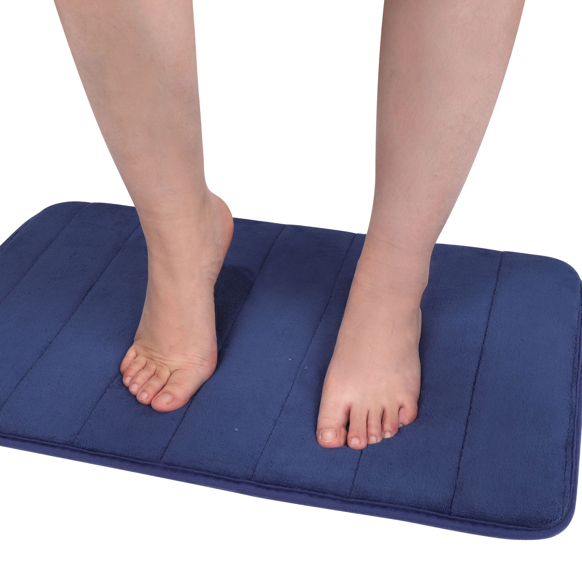 REGALWOVEN 2Pcs Memory Foam Bath Mat Non Skid Velvet Absorb Water Bath Rug  for Bathroom Kitchen Soft Carpet Royal Blue