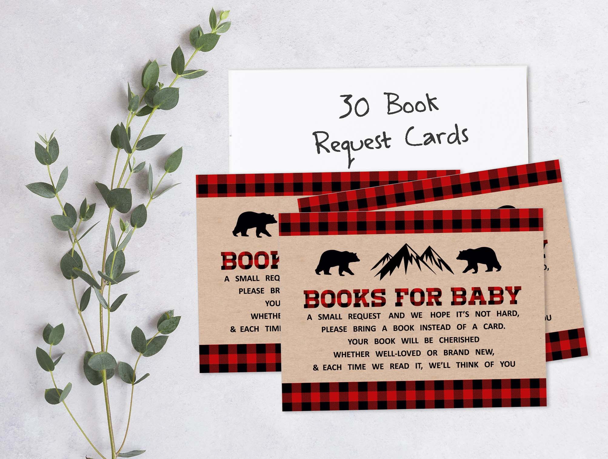 Inkdotpot 30Gender Neutral Lumberjack Baby Shower Rustic Book Request Cards Bring A Book Instead Of A Card Baby Shower Invitations Inserts Games