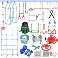 thumbnail image 1 of Dripex Ninja Warrior Obstacle Course for Kids - 2X60FT Slacklines with Most Complete Accessories for Kids, Climbing Rope Swing, Trapeze Swing, Ninja Wheel, Webbing Ladder Plus 1.2M Arm Trainer, 1 of 1