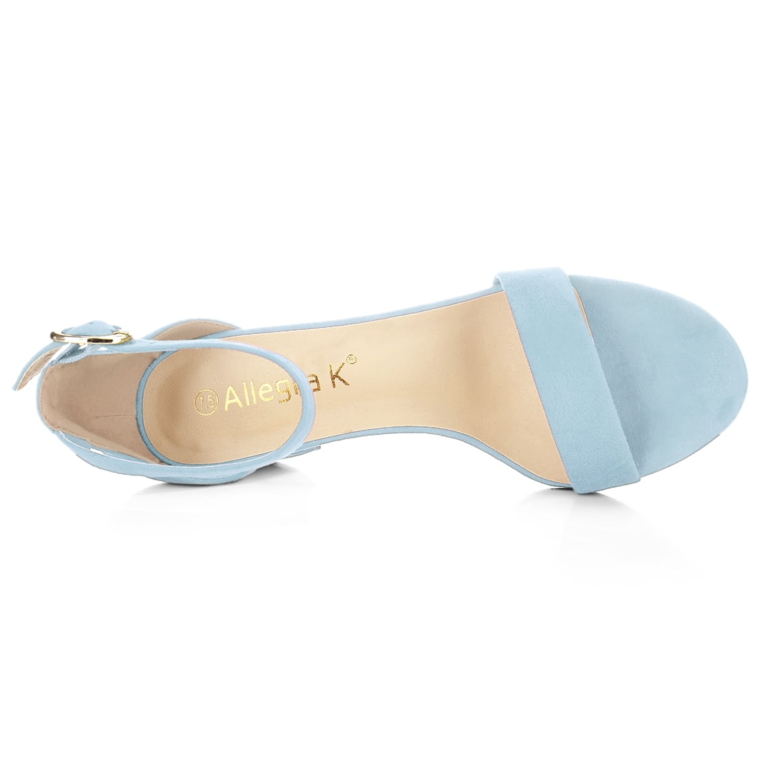 DARING DIVA Women's Open Toe Block Heel Ankle Strap Sandals Sky Blue 7.5