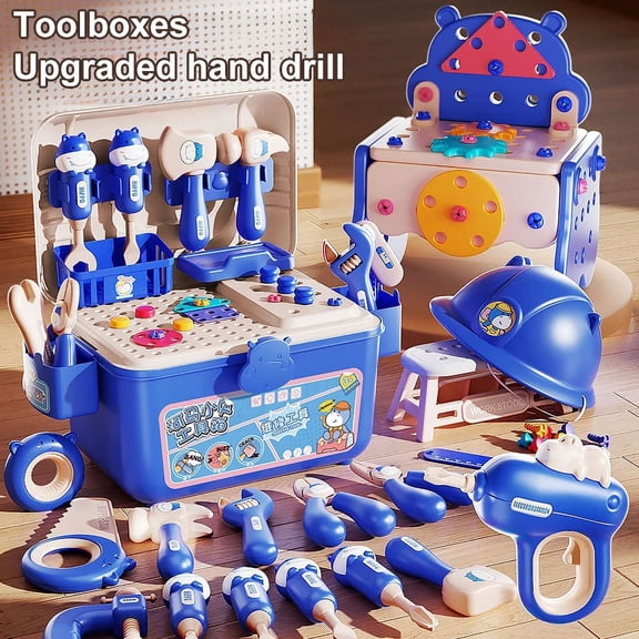 218Pcs DIY Hippo All inOneTool Hub,DIY Montessori Tool Box Set Toy, DIY Screw Tool Box with Electric Drill and Storage Boxs,STEM Creativity Tool Boxs for Unisex, Explore The Fun of Assembling