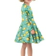 thumbnail image 2 of DISNIMO Kids Lemon Dress Girls Floral Dress Long Sleeve Green Dress Girls 7-8 Dress for Children Girls Dresses Midi Length Girls Lightweight Dress Skater Girl Swing Dress Kids Holiday Dress, 2 of 6