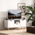 thumbnail image 2 of HOMCOM Meuble Télé avec Rangement, Table Télé pour Télé jusqu'à 50 Pouces, Blanc, 2 of 10