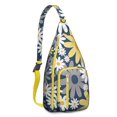 thumbnail image 1 of Yellow Bloom Sling Backpack - Vibrant Daisy Flower Pattern Crossbody Bag, Fashion Forward, 1 of 4