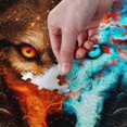 Hotbar Fire Ice Wolf Face Jigsaw Puzzle, 500 Pieces Paper Wood