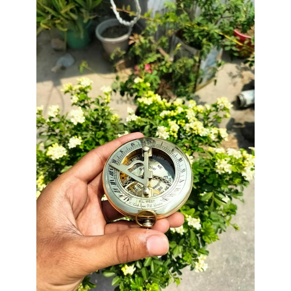 Antique Brass Pocket Watch by Maritime Treasures – Vintage Collectible Timepiece with Chain – Gift for Men & Women