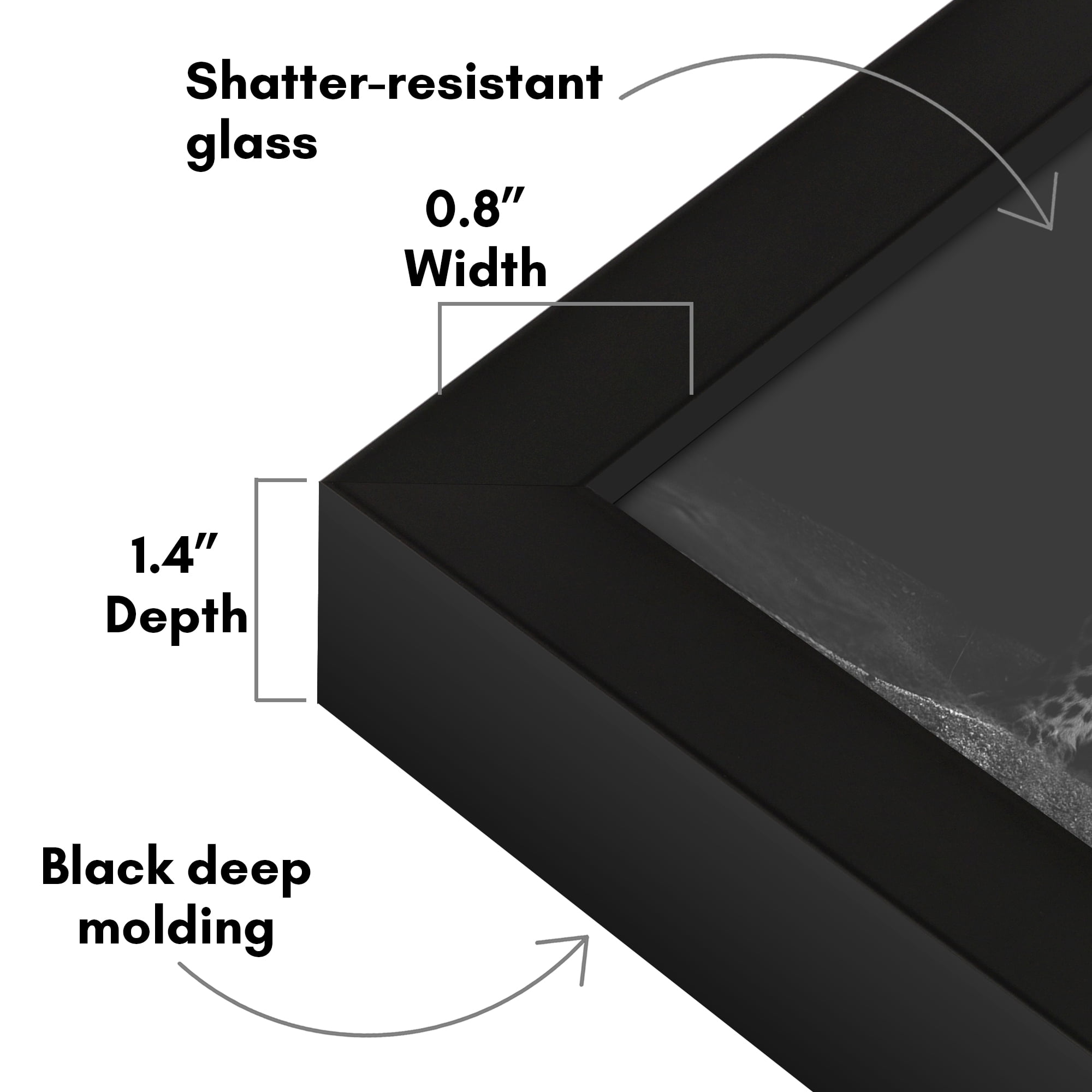 Americanflat 8.5x11 Picture Frame with Shatter-Resistant Glass Soho Collection Gallery Style Deep Molding - Black