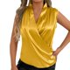 thumbnail image 1 of Camiseta sin mangas con cuello en V para mujer - Escote con volantes, tejido ligero, primavera/verano - Tallas S-XL, ropa informal/de fiesta, 1 of 8