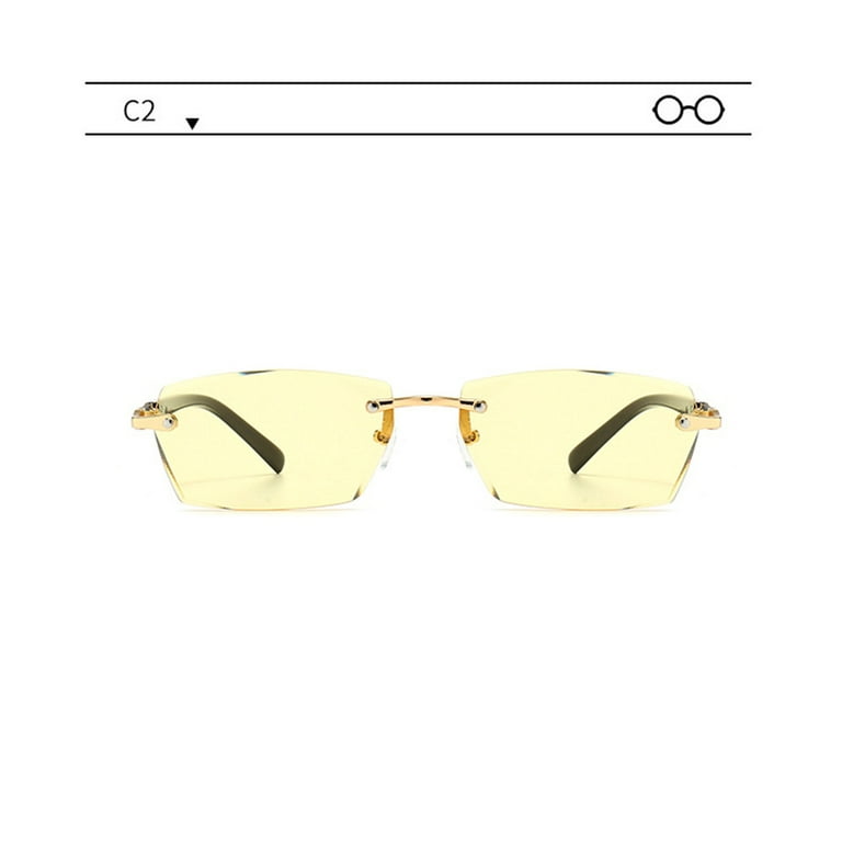 Trendy Rimless Mirrored Sunglasses Men Square Glasses for Fashion Crystal  Eyewear C2 