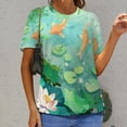 thumbnail image 6 of Lucky Koi Fish Lotus Leaf Women's Short Sleeve Tops Casual Blouses T Shirt, 6 of 6