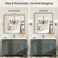 thumbnail image 3 of GODCHAR 40"x 36" Bathroom Vanity Mirror Rectangular Metal Frame French Cleat Mounted Wall Mirror Tempered Glass, 3 of 10