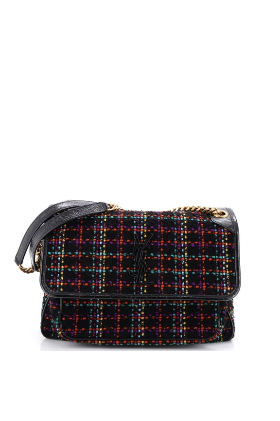 Pre-Owned Niki Chain Flap Bag Matelasse Chevron Tweed Medium By Rebag