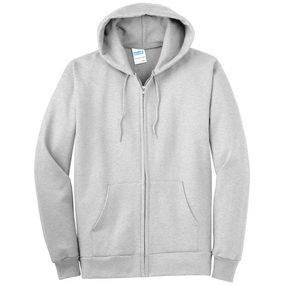 Port & Company Tall Essential Fleece Full Zip Hooded Sweatshirt-XLT (Ash)