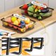 thumbnail image 5 of Cesta de frutas de doble capa, estante de almacenamiento con asa de madera, bandeja desmontable para verduras y frutas, organizador que ahorra espacio para encimeras de cocina y despensas., 5 of 5