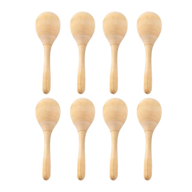 8 piezas de maracas de madera sin terminar, maracas en blanco, juguetes artesanales, instrumentos musicales M