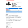 thumbnail image 2 of Automatic Transmission Speed Sensor - Compatible with 2007 - 2011 Dodge Nitro 3.7L V6 2008 2009 2010, 2 of 2