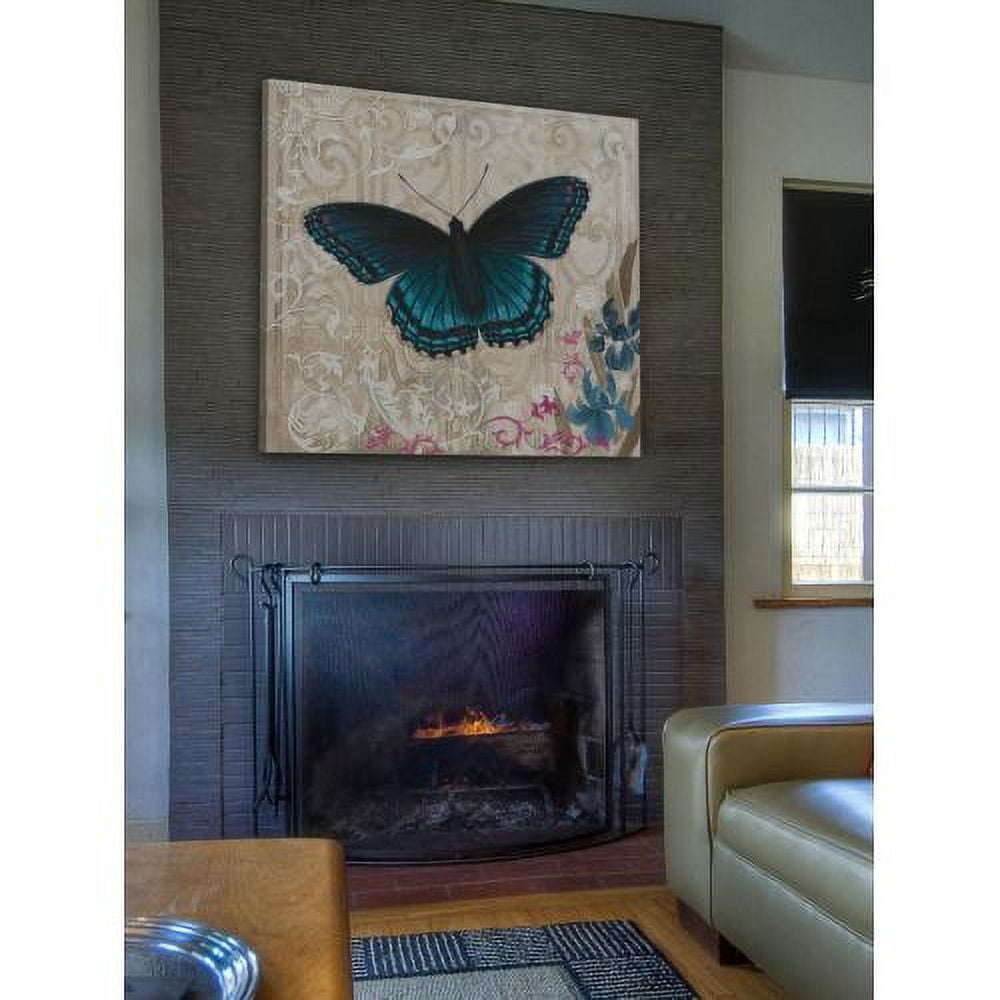 "A Dark Blue Butterfly" Painting Print on Wrapped Canvas