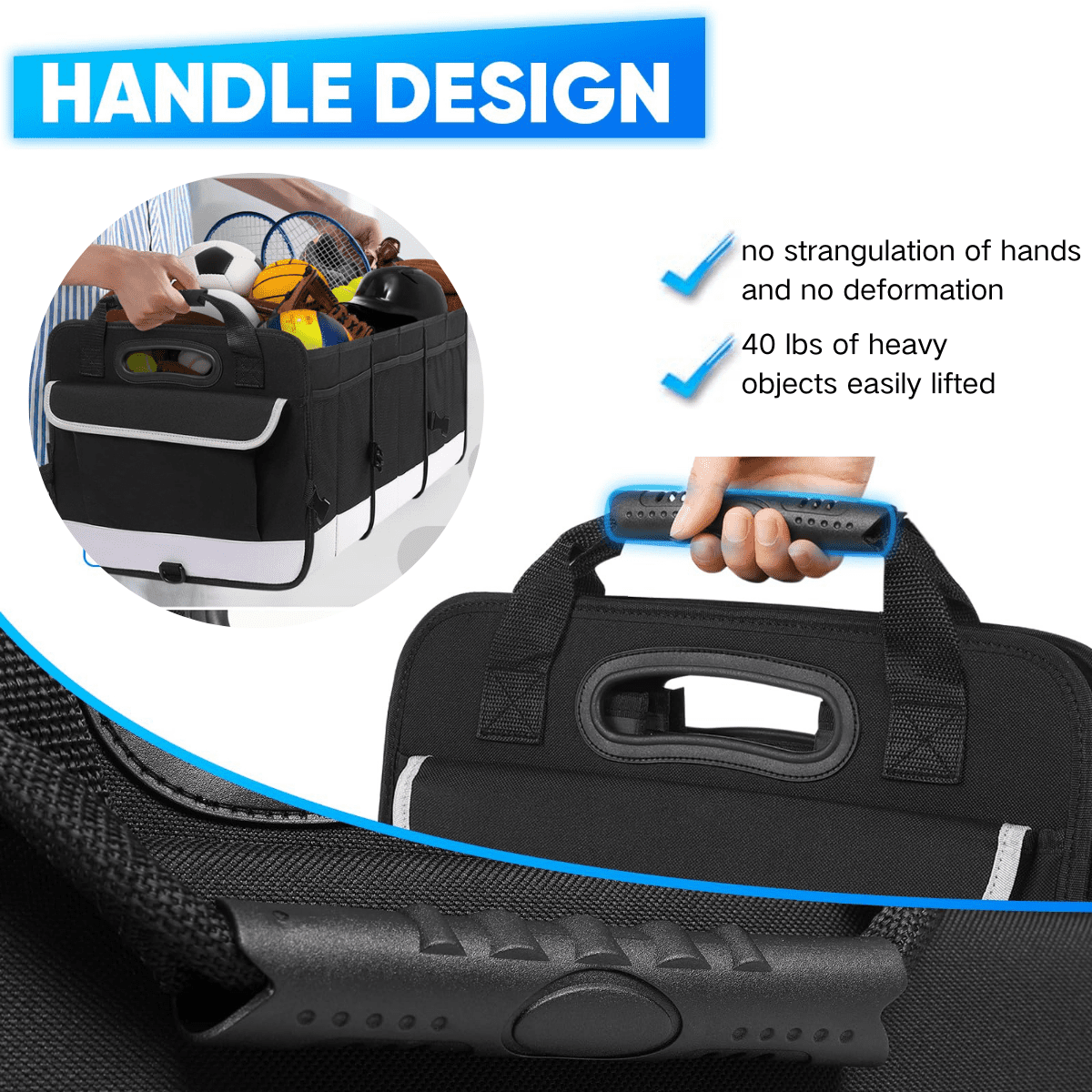 DUANJY Large Car Trunk Organizer with 5 Compartments Trunk Organizers and Storage, Reinforced Handle, Securing Straps, Trunk Organizer Available for Car, SUV, Minivan