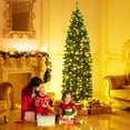 thumbnail image 2 of Costway 6.5Ft Pre-lit Hinged Pencil Christmas Tree w/Pine Cones Red Berries & 250 Lights, 2 of 12