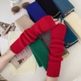 thumbnail image 2 of opolski 1 Pair Solid Color Arm Cuffs Thumbhole Design Ribbed Thick Winter Knitting Fingerless Mittens Costume Accessories Khaki, 2 of 8