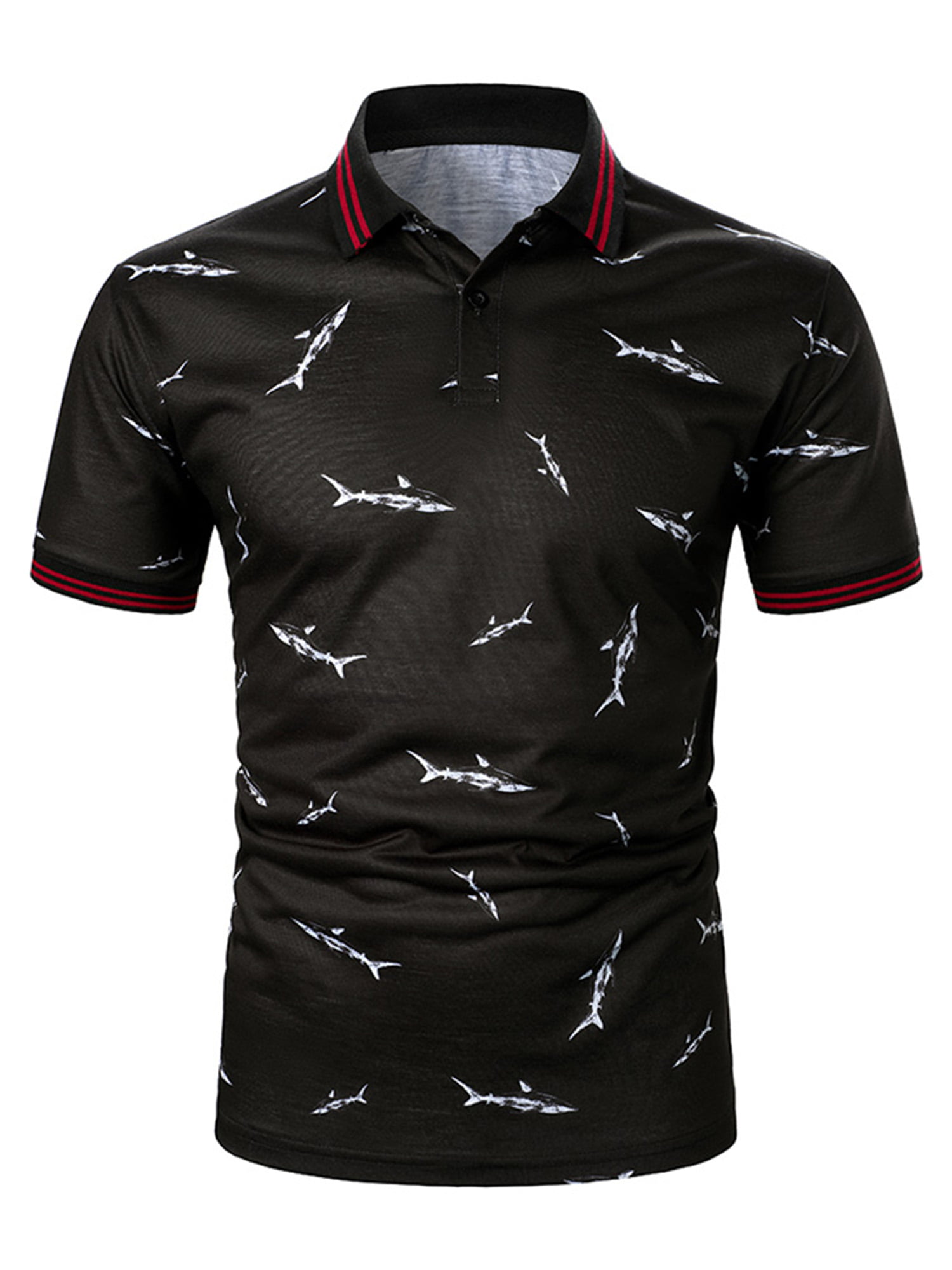 Mfasica Mens Hit Color Short Sleeve Stripes Causal Polo Shirt T-Shirt Top 