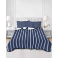 thumbnail image 2 of Quilts Twin-XL Size Bedding Set, Navy Blue Striped Lightweight Quilted Comforter, Navy Blue White Farmhouse Stripes Soft Reversible Bedspread Coverlet with Pillow Covers for All Season, 68" x 98", 2 of 7