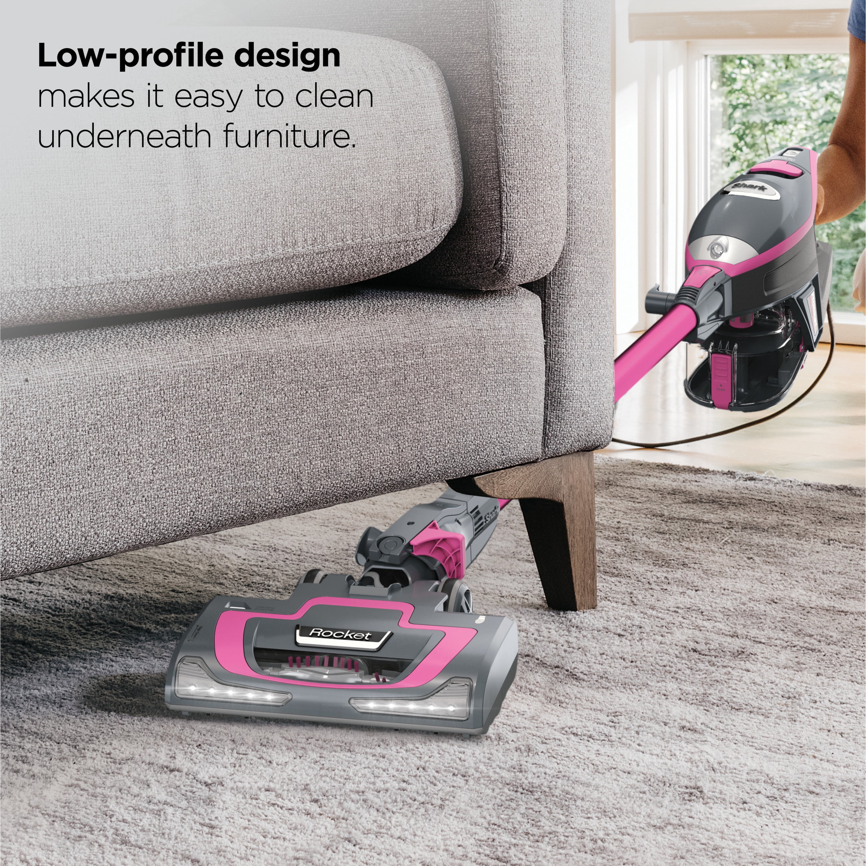 Shark Rocket Pro DLX Corded Stick Vacuum, Carpet and Hardfloors, Pet Friendly, Advanced Swivel Steering, XL Cup, Anti-Allergen Dust Brush, Removable Handheld, HV371 Fuchsia