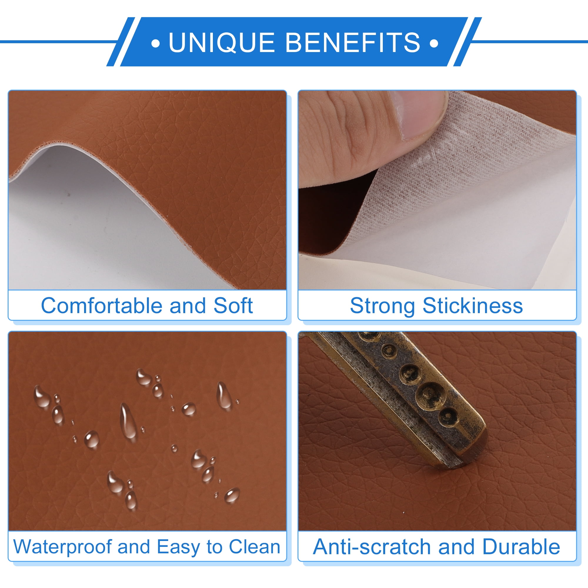 Unique Bargains Self Adhesive Leather Repair Patch Leather Repair Tape for Automotive Car Seat Sofa Couches Chair Interior Trim Chocolate Brown 40" x 16"