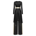 thumbnail image 6 of iiniim Women Liturgical Dancewear Long Sleeve Praise Dance Tunics with Wide Leg Baggy Pants Black L, 6 of 7