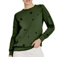 thumbnail image 2 of Green Hoodies for Women Ladies Loose Large Long Sleeved T Shirt Star Printed Sweater Women Fall Clothes, 2 of 3
