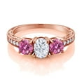thumbnail image 2 of Gem Stone King 18K Rose Gold Plated Silver Pink Moissanite Ring Set with Moissanite (2.02 Cttw) (Size 5), 2 of 4
