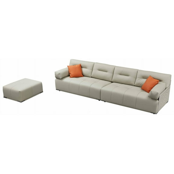 American Eagle EK-Y1006-LG Light Gray Top Grain Leather Extra Long Sofa Ottoman