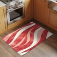 thumbnail image 2 of 2x3 Ft Entryway Area Rug, Red Waves Kitchen Rug Runner Washable Floor Mat, Ombre Sea Ripples Shabby Beach Non Slip Indoor Door Mat Throw Carpet for Bathroom Living Room Bedroom, 2 of 8