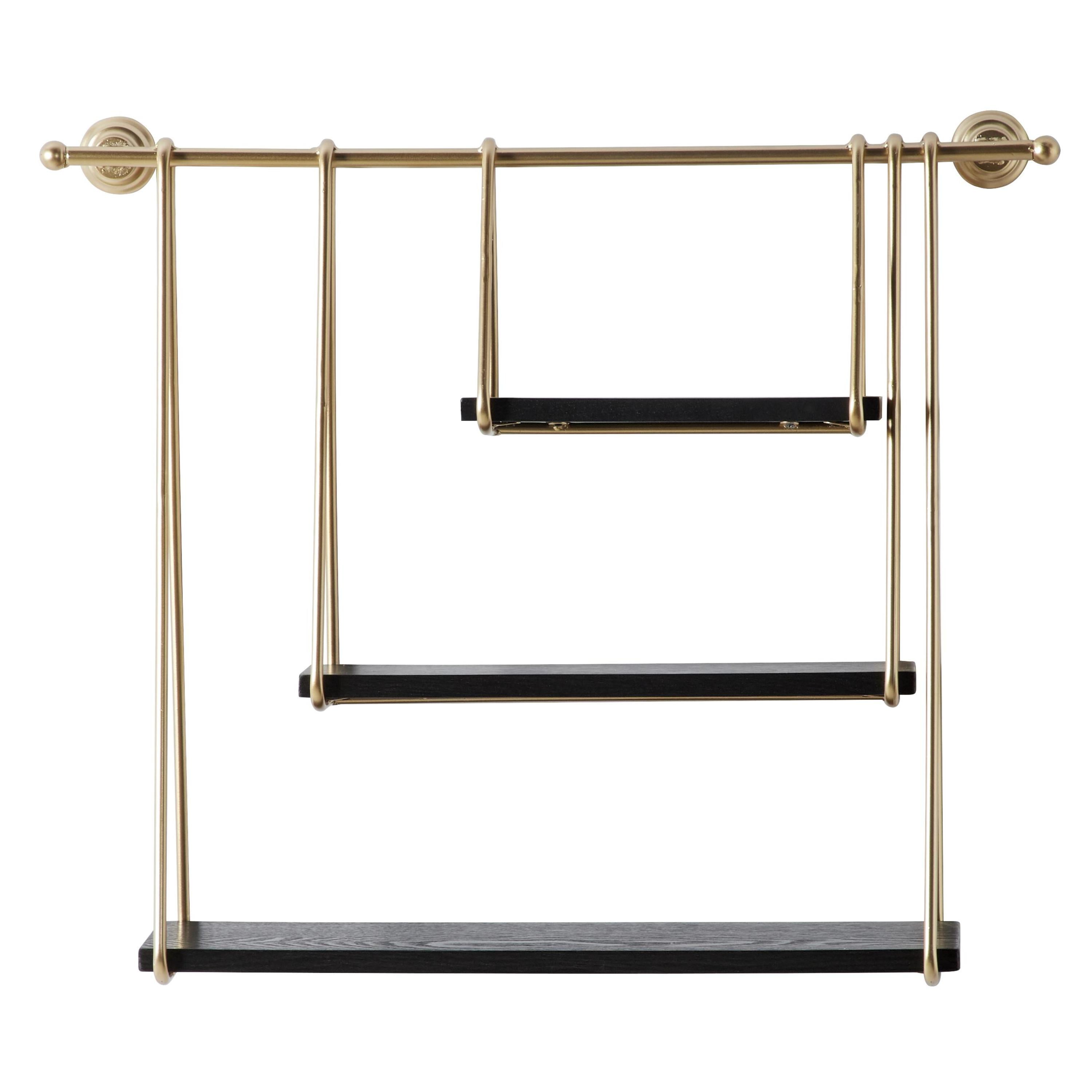 DecMode 26" x 6" 3-Tier Gold Wall Shelf
