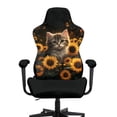 thumbnail image 3 of Whosucclay Cat Sunflower Print Gaming Chair Slipcover with Armrest Covers Universal Easy to Install Stretch Seat Chairs Cover for Computer Reclining Racing Gamer Chair Protector, 3 of 8